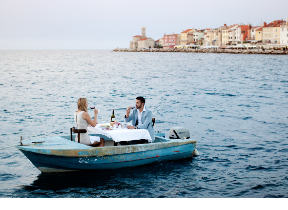Sunset dinner at Adriatic sea